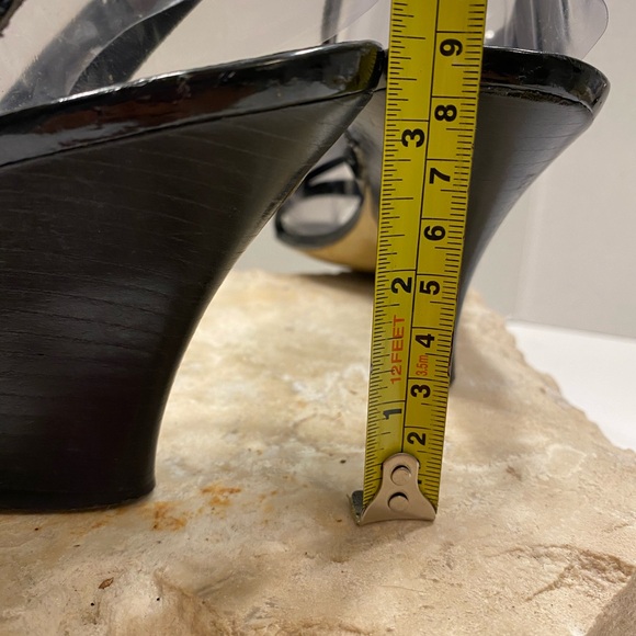 Sz 10 Franco Sarto Black Patent Leather Strappy Heeled Sandals - Picture 7 of 13